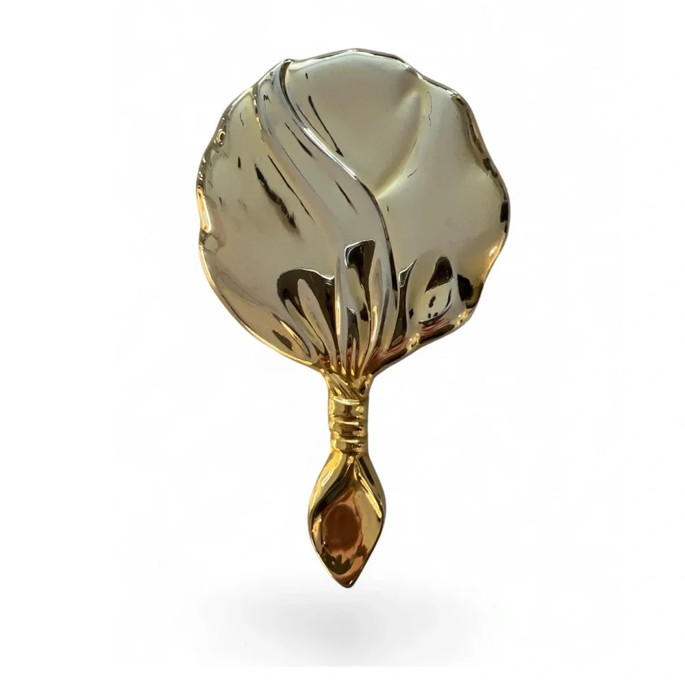 HAND MIRROR GODINGER Gold tone Sculpted Vanity Mini Purse